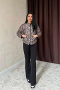 Leopar Leopar Desenli Kapitone Ceket resmi